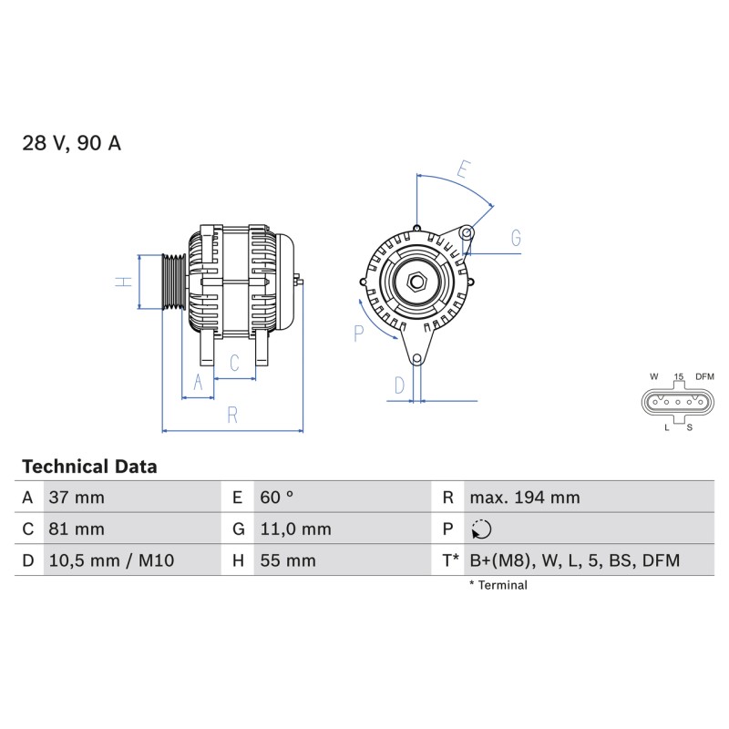 IVECO GENERAATOR 28V 90A