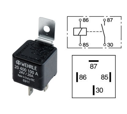 RELEE 24V 20A 4-KLEMMI